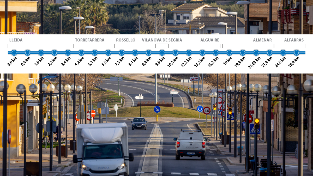 El trànsit continua sent intens per les travessies de l’N-230. A la foto, la d’Almenar.