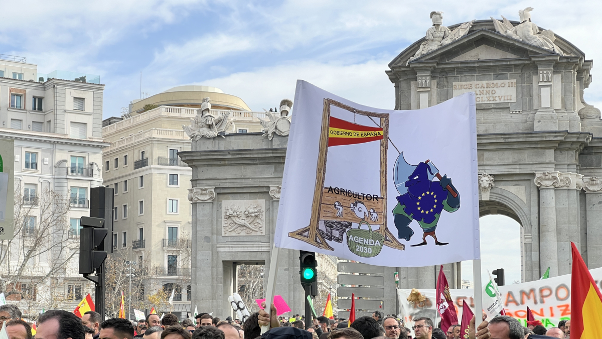 La manifestación de agricultores en Madrid de este miércoles.