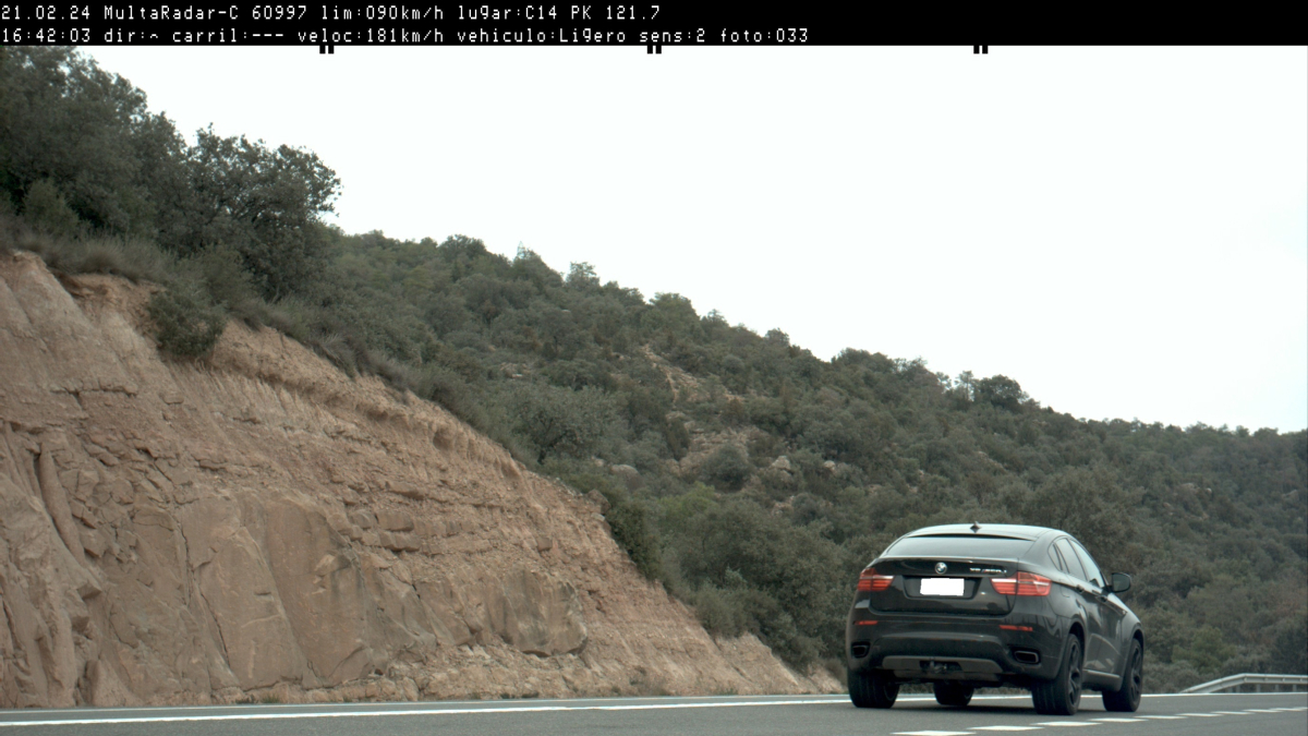 El vehículo infractor, pillado por el radar de velocidad de los Mossos d'Esquadra.