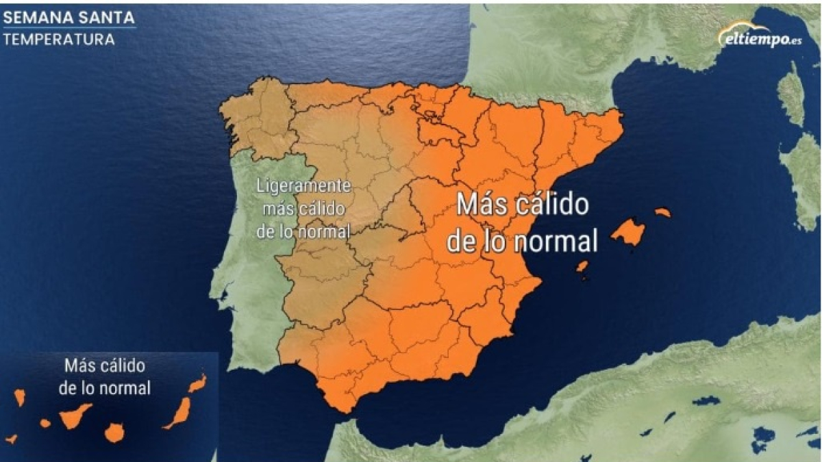 Mapa de calor a Espanya el març del 2024