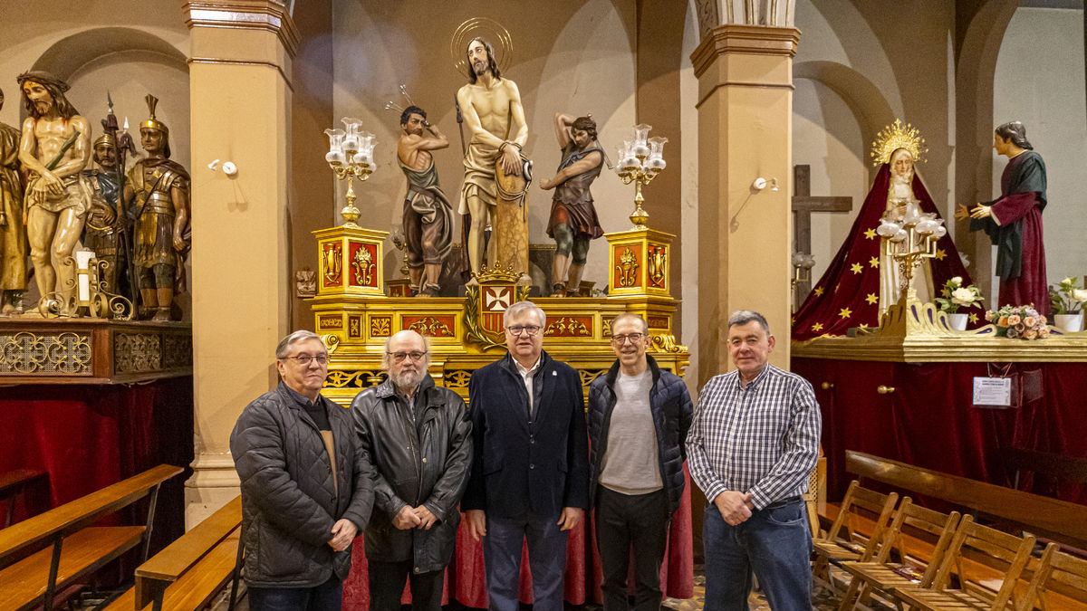 La Congregació de la Sang va presentar ahir la restauració del pas de la Flagel·lació, del 1949. - JORDI ECHEVARRIA