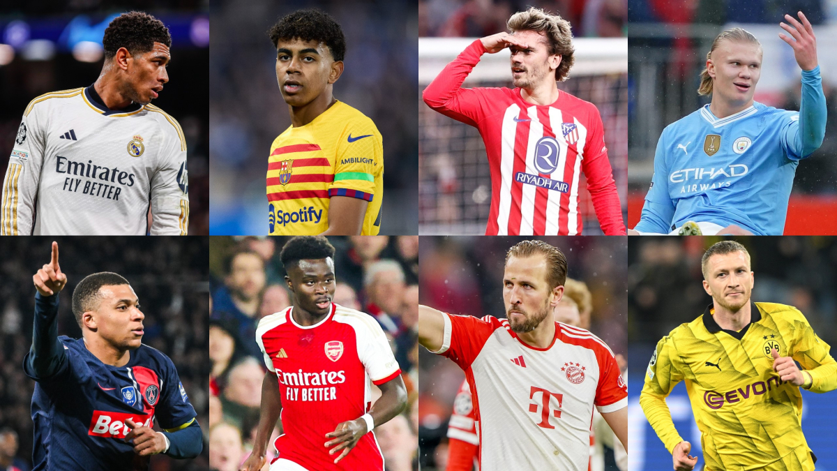 Els futbolistes Bellingham (Real Madrid), Lamine Yamal (FC Barcelona), Griezmann (At. de Madrid), Haaland (Manchester City), Mbappé (PSG), Saka (Arsenal), Kane (Bayern) i Reus (Borussia Dortmund).