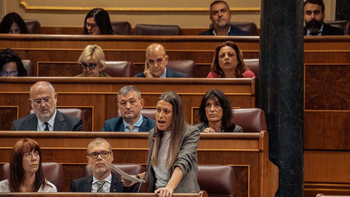 La portaveu de Junts a la Cambra Baixa, Míriam Nogueras, intervé en el ple d’ahir. - EUROPA PRESS