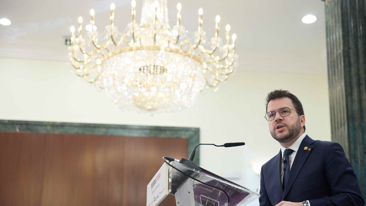 Pere Aragonès va participar en un esmorzar informatiu en què va presentar la proposta de finançament. - EUROPA PRESS