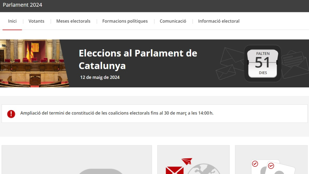 Captura de pantalla de la web que el Govern ha habilitado para el 12-M con la novedad del voto por correo desde el extranjero.