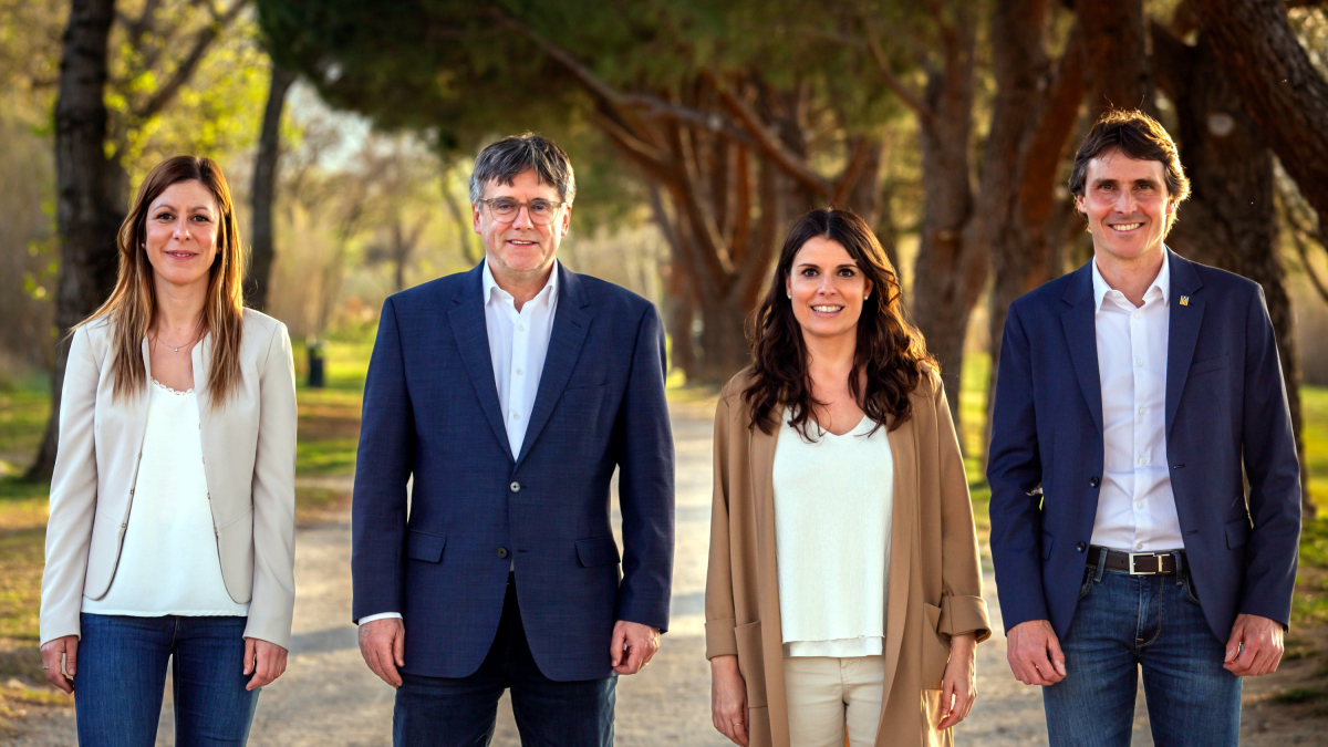 Jeannine Abeja, Carles Puigdemont, Mònica Sales i Salvador Vergés, cabezas de lista de Juntos por el 12-M