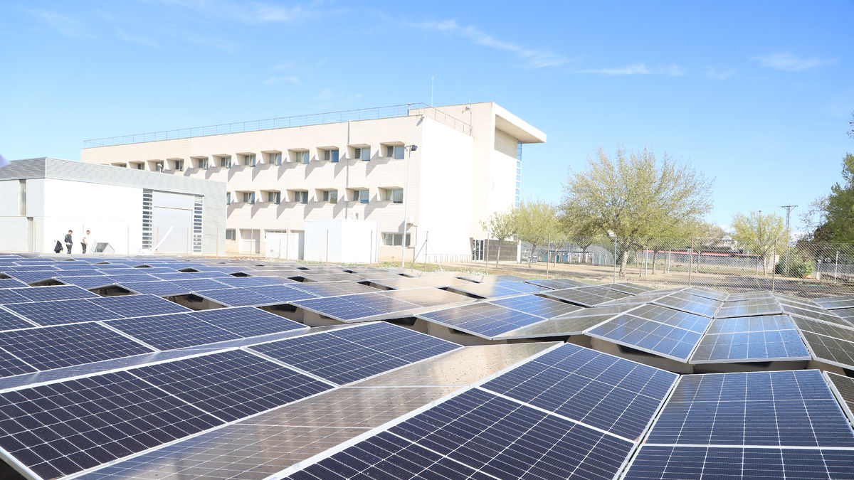 El parque solar que la UdL ha instalado en una antigua pista deportiva en desuso del campus de Agrónomos. - MAGDALENA ALTISENT