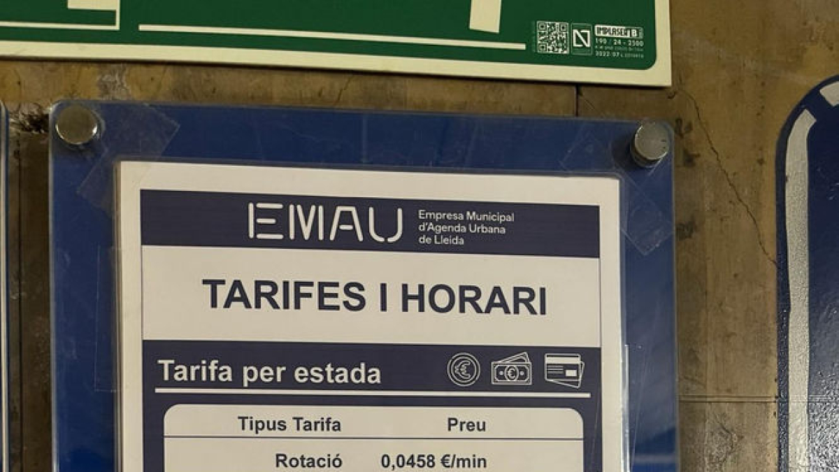 Las nueva tarifas del parking de Sant Joan. - AJUNTAMENT DE LLEIDA