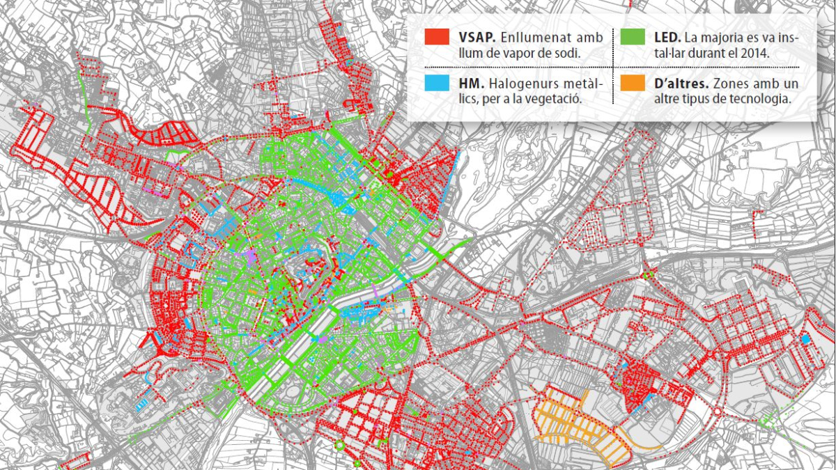 L'actual mapa lluminós de la ciutat.