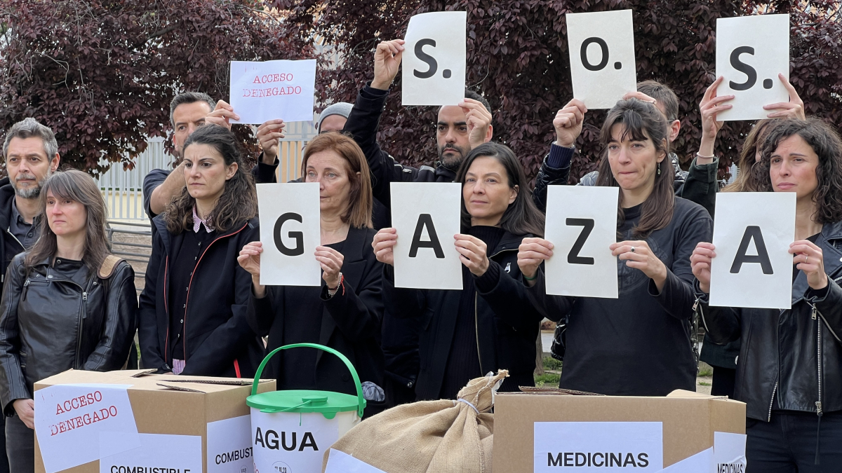 Concentració d'entitats i ONG a Madrid contra el bloqueig humanitari a Gaza.