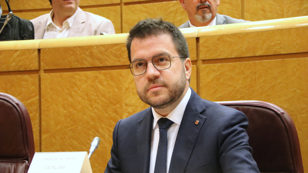 El president del Govern, Pere Aragonès, aquest dilluns al Senat a Madrid.