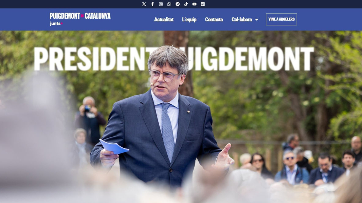 Imagen de la página web de campaña del candidato de Junts+, Carles Puigdemont. - ALBERT SEGURA/ACN