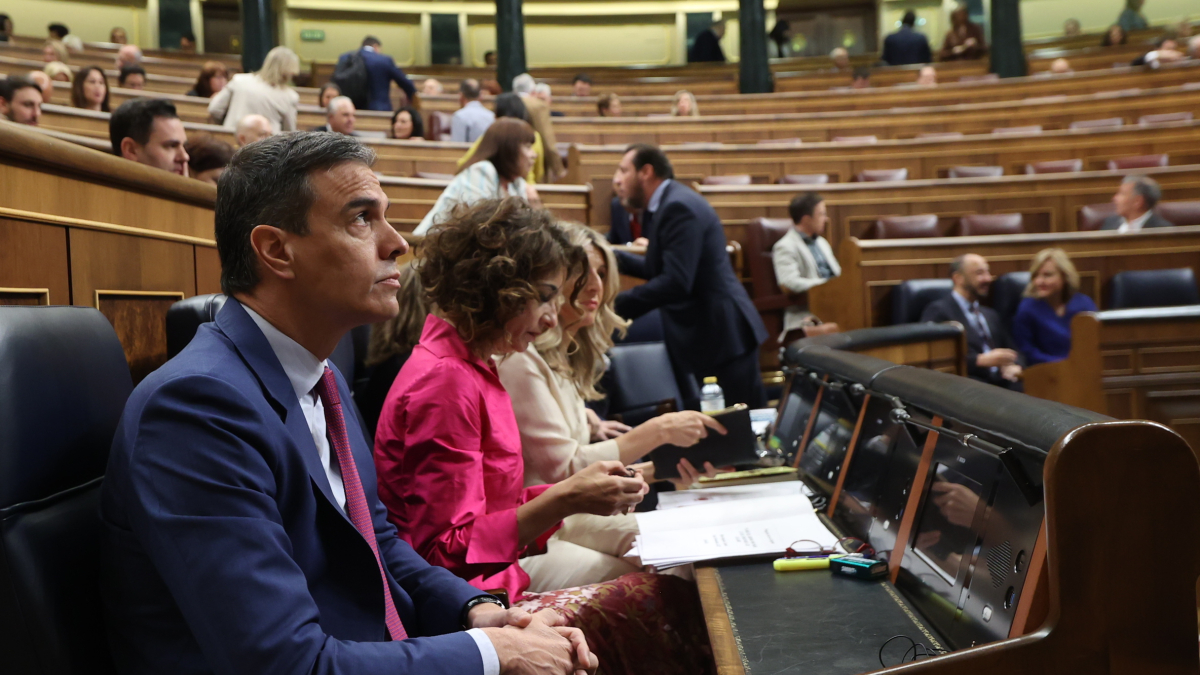 El president del Govern espanyol, Pedro Sánchez durant la sessió de control al govern, al Congrés dels Diputats, aquest dimecres.