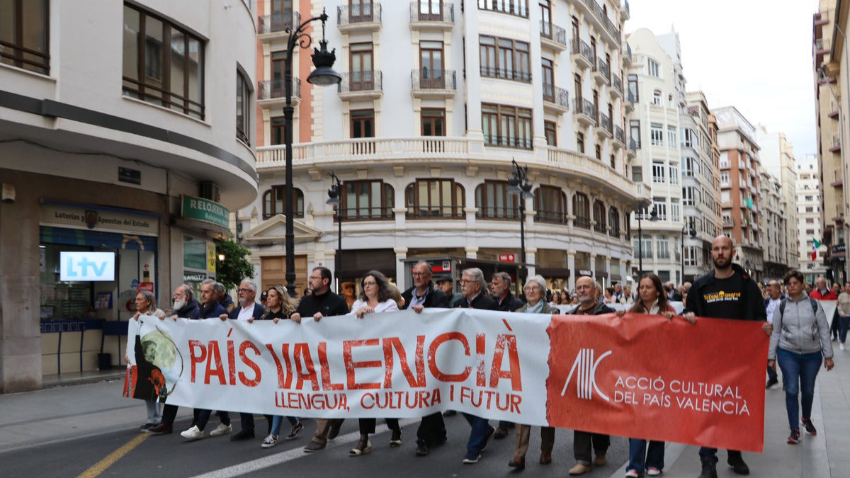 Milers de persones van marxar ahir en defensa del valencià. - TWITTER/@ACCIOCULTURALPV