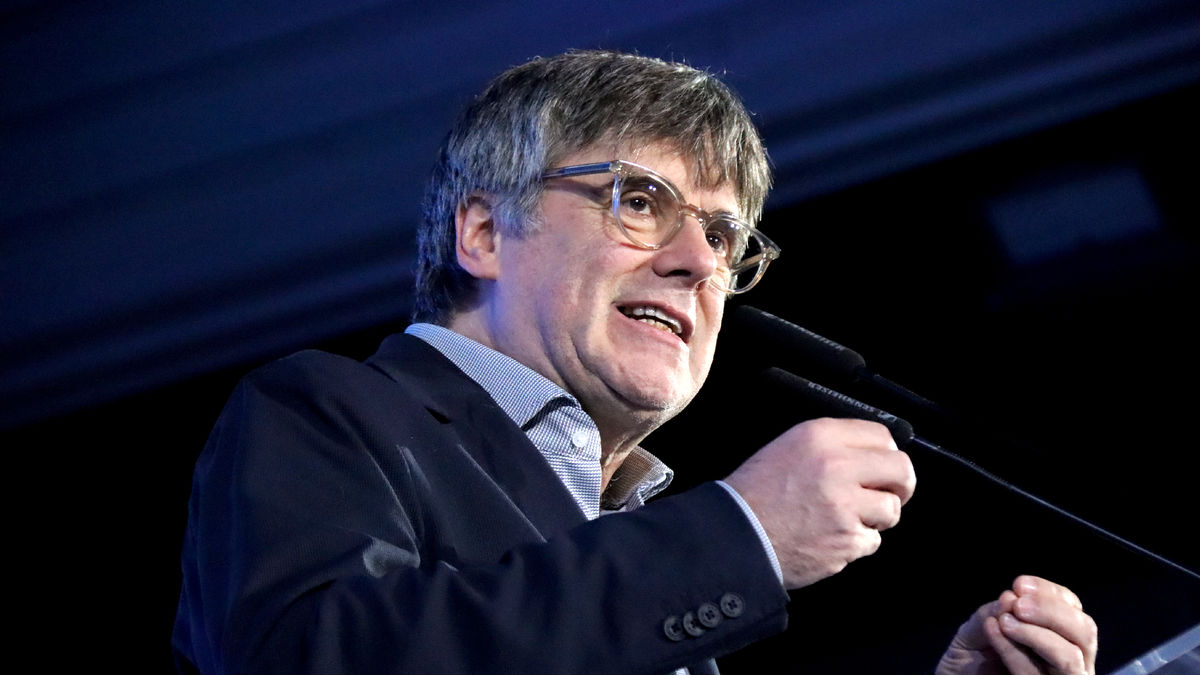 Puigdemont, durant la seua intervenció a Argelers. - NICO TOMÀS/ACN