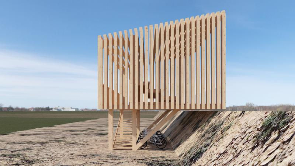 Imatge virtual del mirador, que s’ubicarà a la partida de Serra Llarga d’Aitona. - A.A.