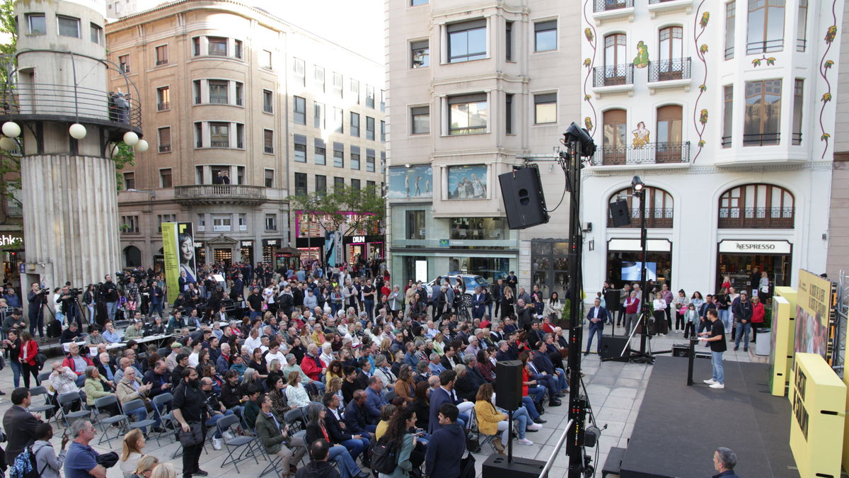 Marc Martínez, Marta Vilalta, Pere Aragonès, Oriol Junqueras y Montse Bergés, en un acto de ERC en Lleida.