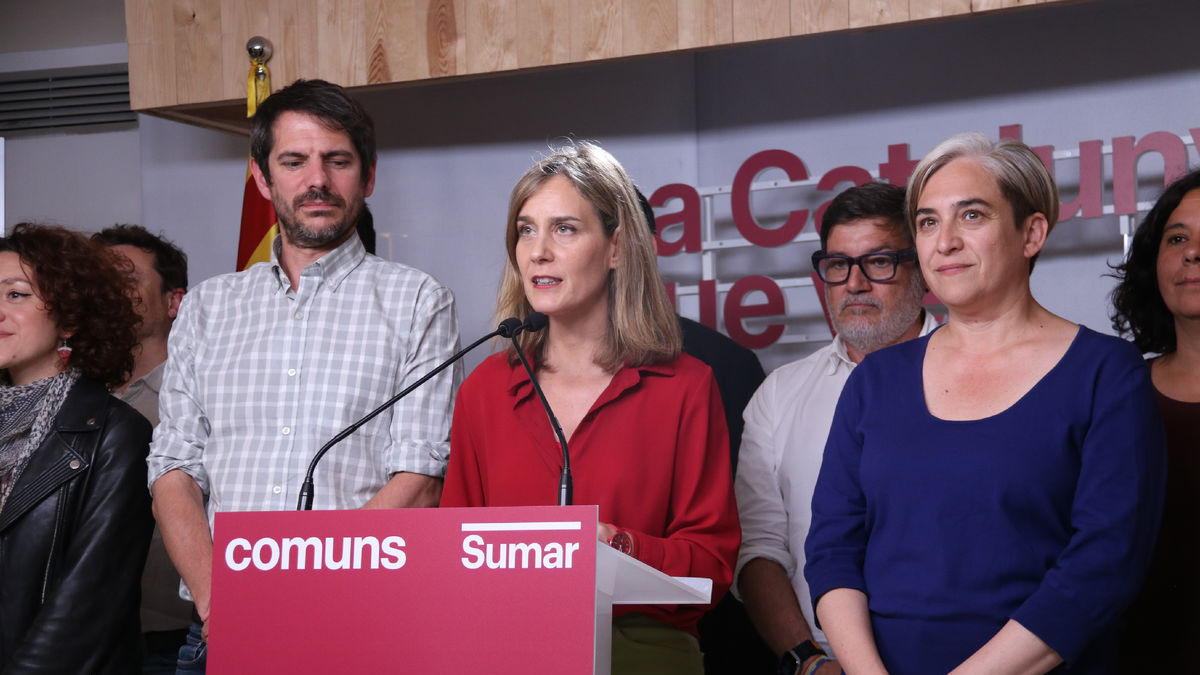 La candidata de Comuns Sumar, Jéssica Albiach, comparece tras conocerse los resultados electorales. - GERARD ARTIGAS/ACN