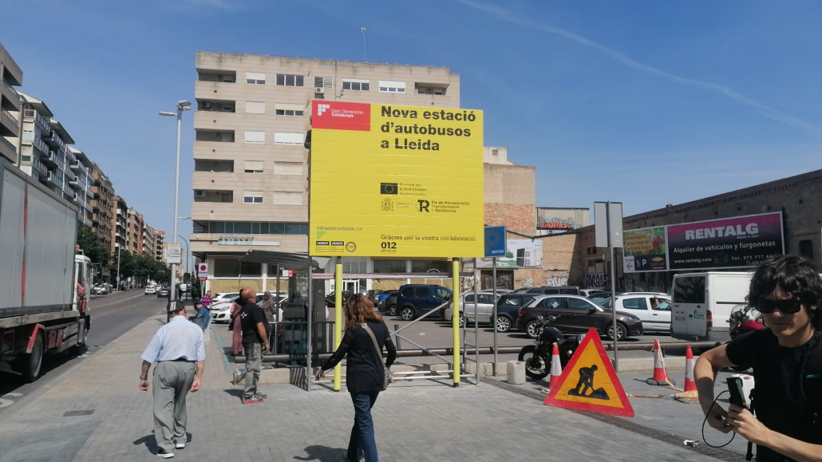 El cartel que anuncia la nueva estación de autobuses de Lleida.