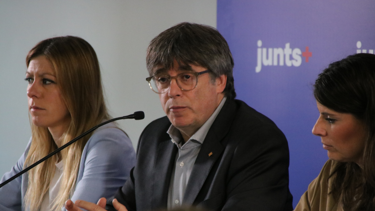 Carles Puigdemont en la reunión de trabajo de Junts en Perpiñán