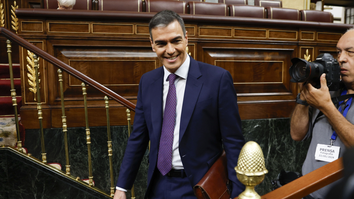 El president del govern espanyol, Pedro Sánchez, a la seua arribada al ple del Congrés, aquest dimecres.