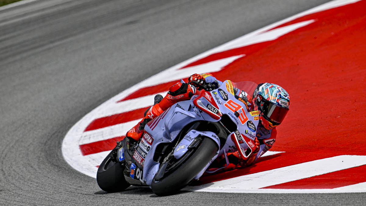 Marc Márquez, amb la seua Ducati, en el Circuit de Catalunya.