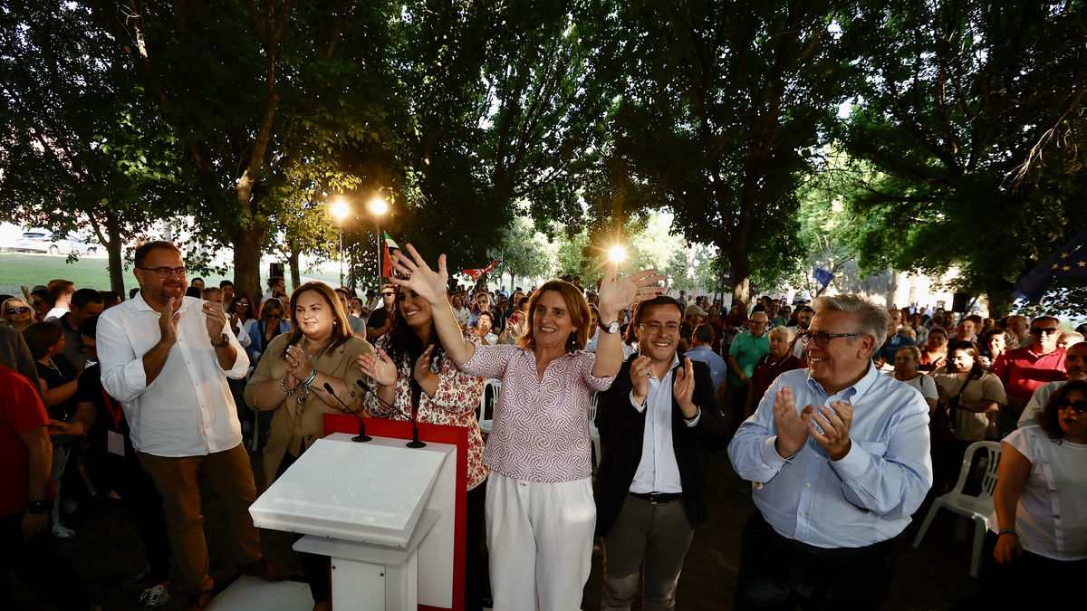 Teresa Ribera va fer un míting ahir a Mèrida. - JORGE ARMESTAR / EUROPA PRESS
