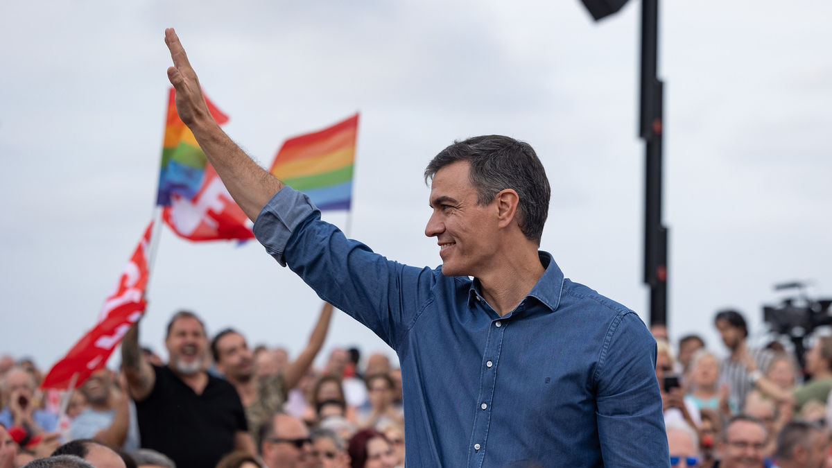 El presidente del Gobierno y líder del PSOE, Pedro Sánchez, durante un mitin en Valladolid.
