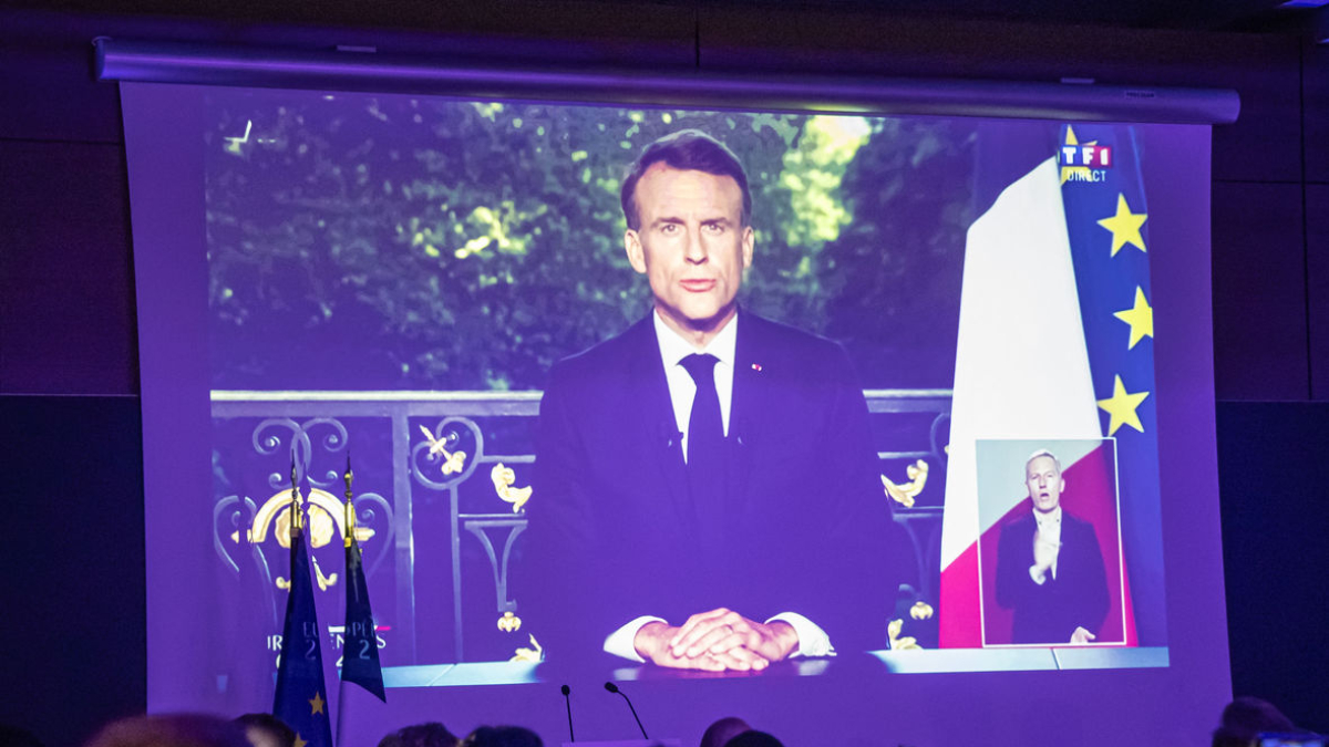 Discurs del president francès, Emmanuel Macron, després dels resultats de les eleccions europees. - EFE/EPA/CHRISTOPHE PETIT TESSON