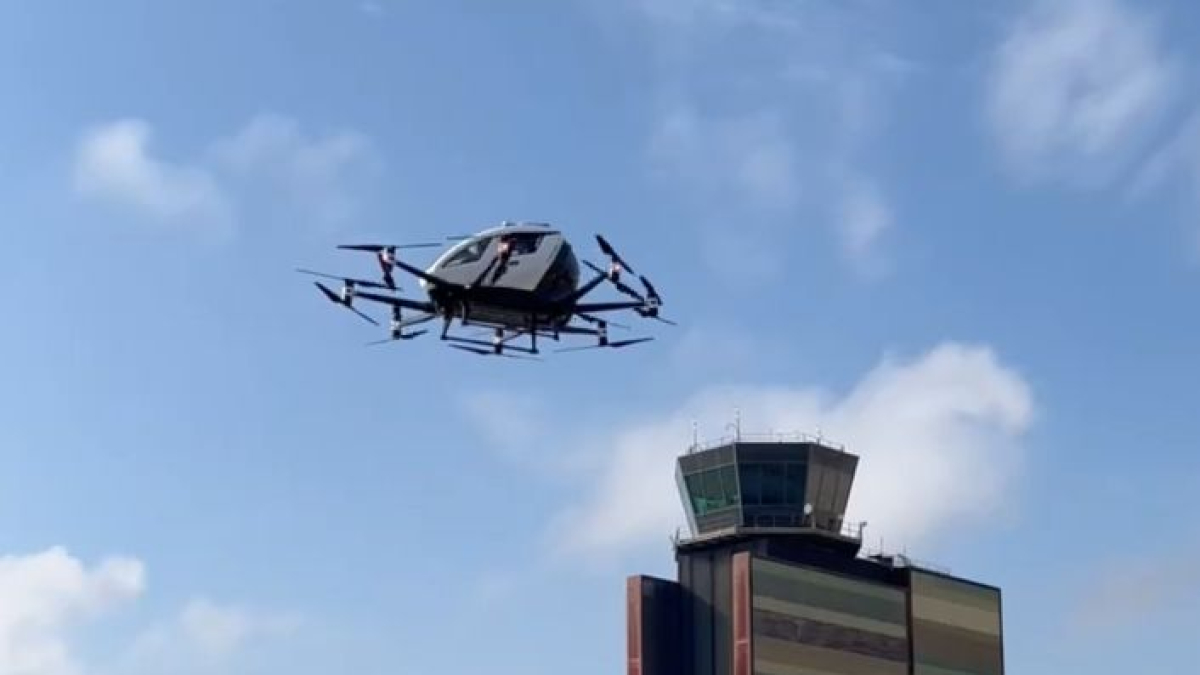 Prova de drons de passatgers d'Ehang aquesta tarda a Alguaire