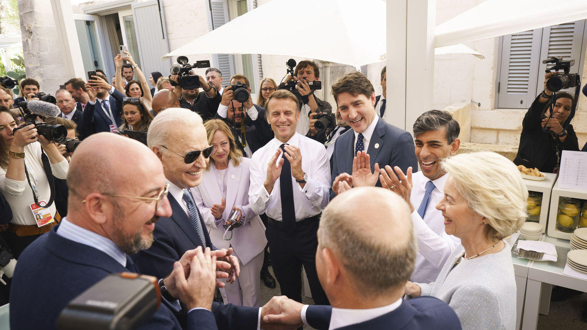 Els líders del G7 van felicitar ahir el canceller alemany, Olaf Scholz, amb motiu del seu aniversari. - EFE