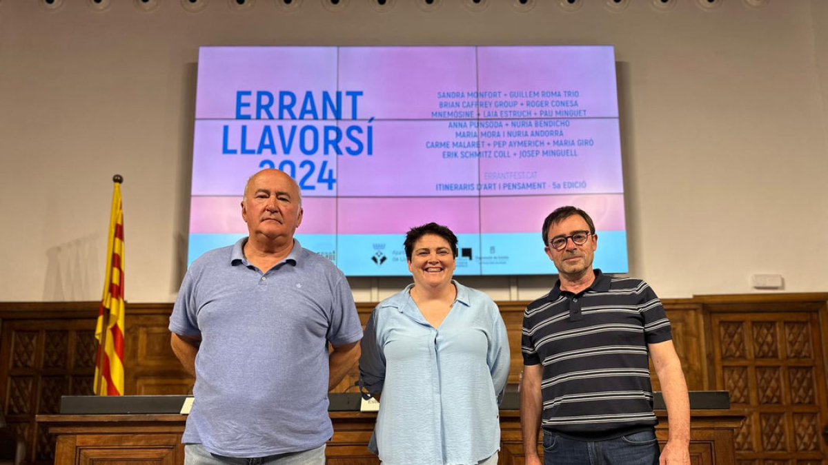 Josep Gasia (Cultura de Llavorsí), Estefania Rufach (IEI) i el comissari de l’Errant, Jesús Vilamajó. - IEI