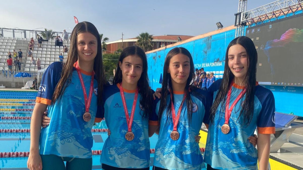 El relevo 4x100 estilos del CN Tàrrega, que consiguió la medalla de bronce.