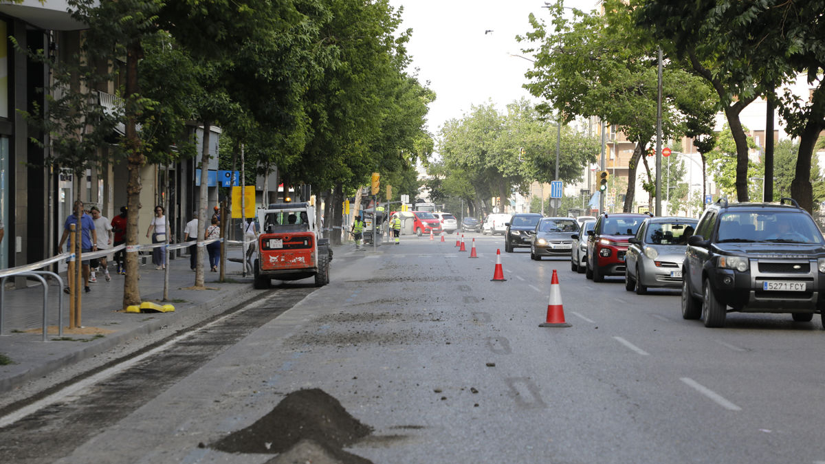 Ferm aixecat del nou tram del carril bici. - AMADO FORROLLA