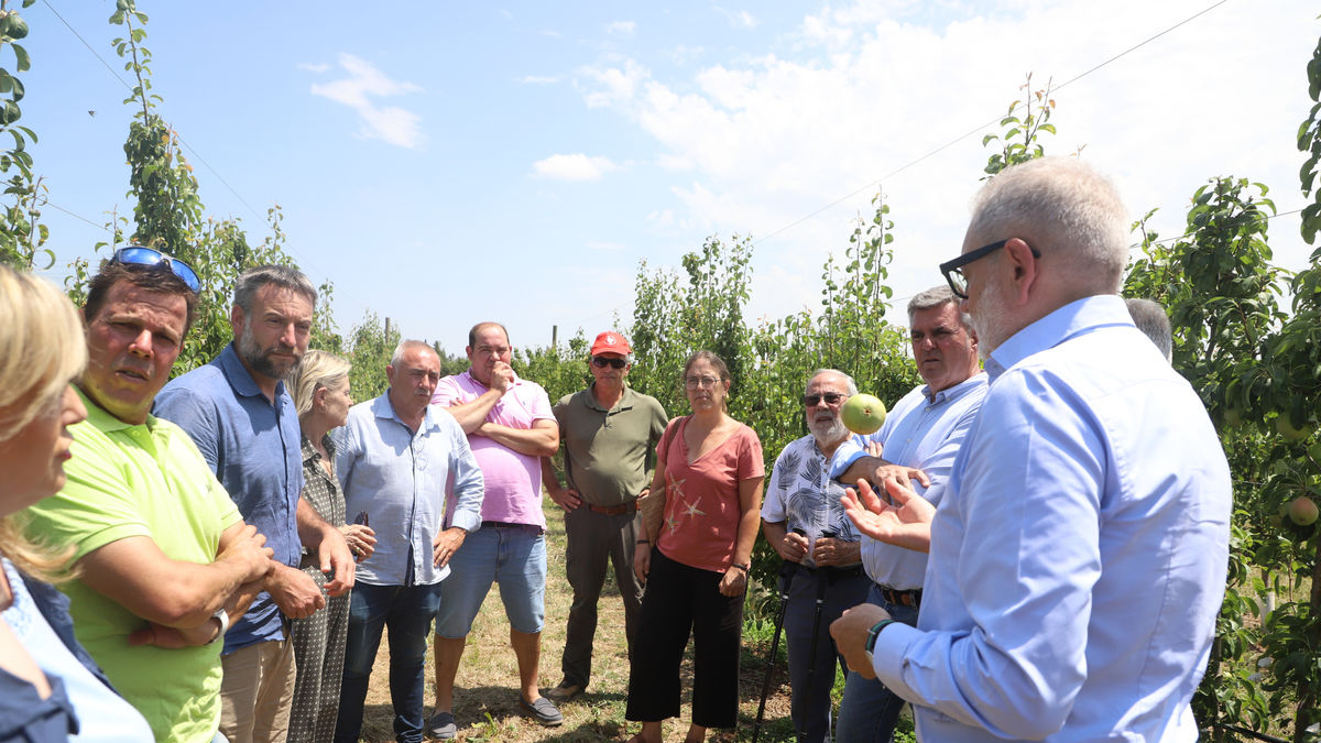 El alcalde de Lleida, con otros miembros de la Paeria y representantes de los agricultores en l’Horta. - SUBDELEGACIÓN DEL GOBIERNO