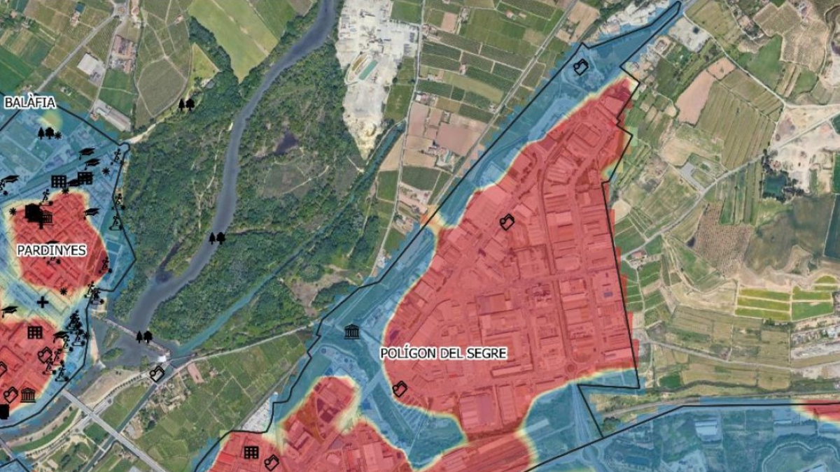 Imagen del calor en el polígono del Segre de Lleida
