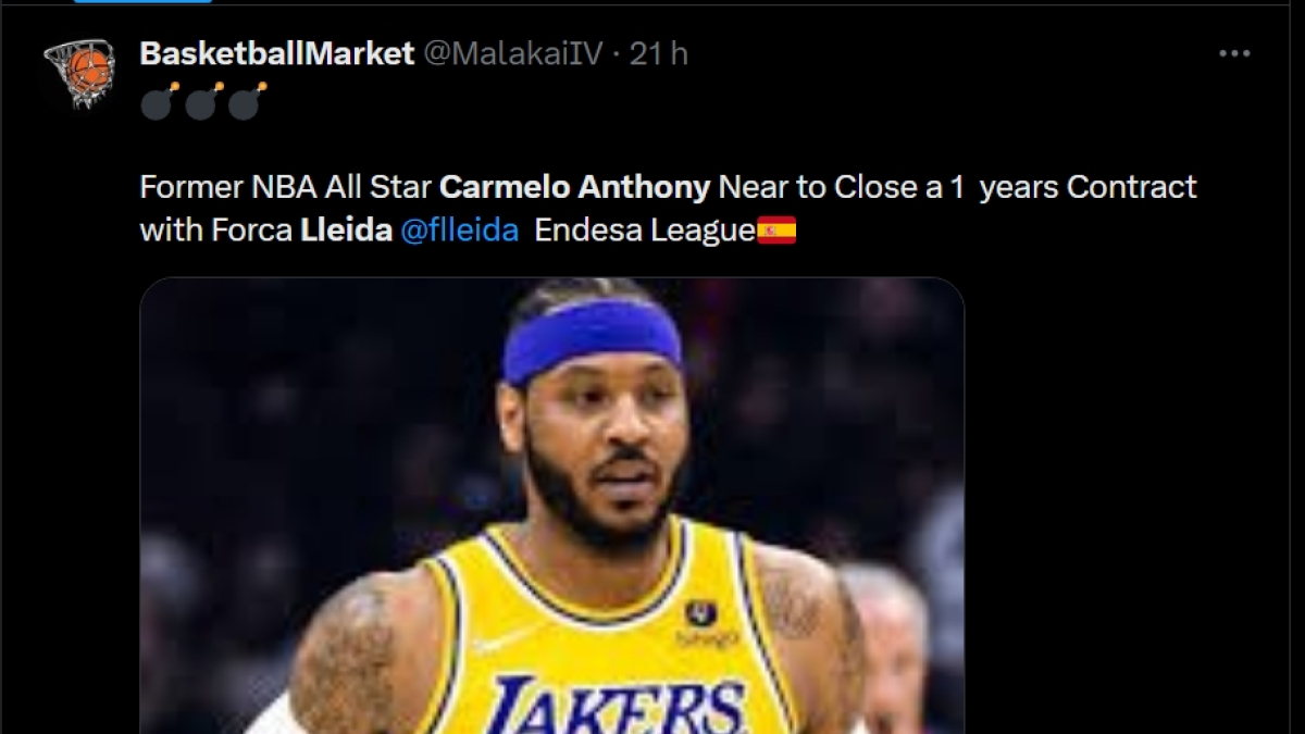 Carmelo Anthony, rumor per al Força Lleida