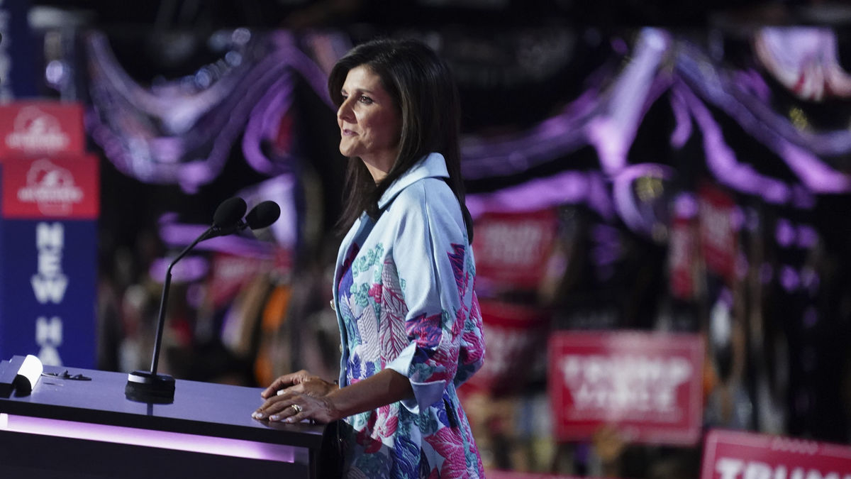 L’exprecandidata republicana Nikki Haley, durant la seua intervenció a la Convenció Nacional. - EFE/EPA/SHAWN THEW