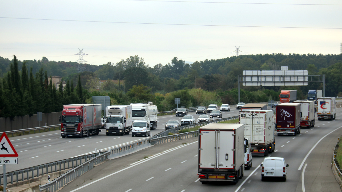 Camiones circulando por la autopista AP-7.