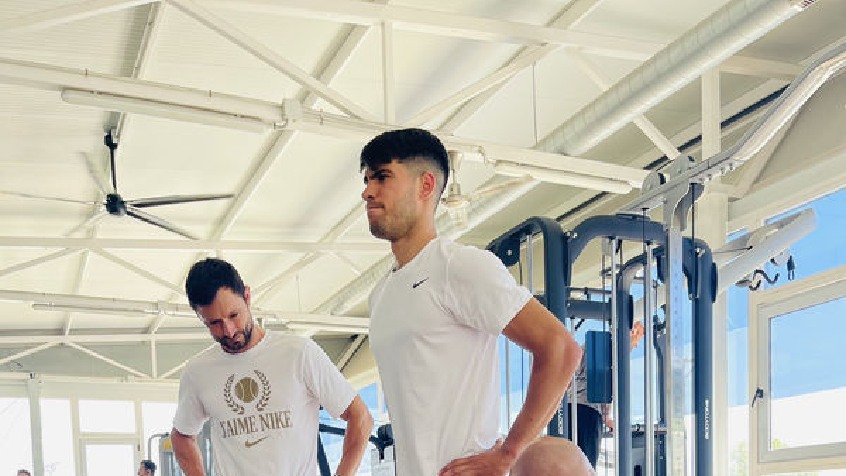 Carlos Alcaraz, durant una sessió física al gimnàs.