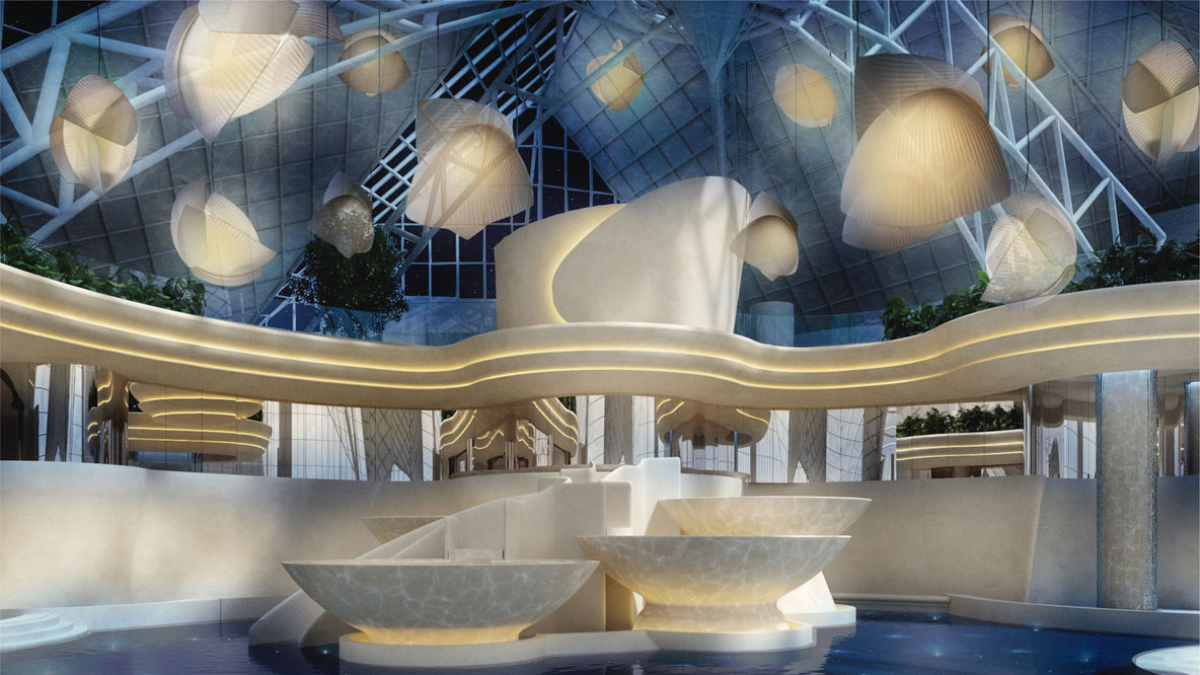 Imagen de la gran laguna en el centro de Caldea. - CALDEA