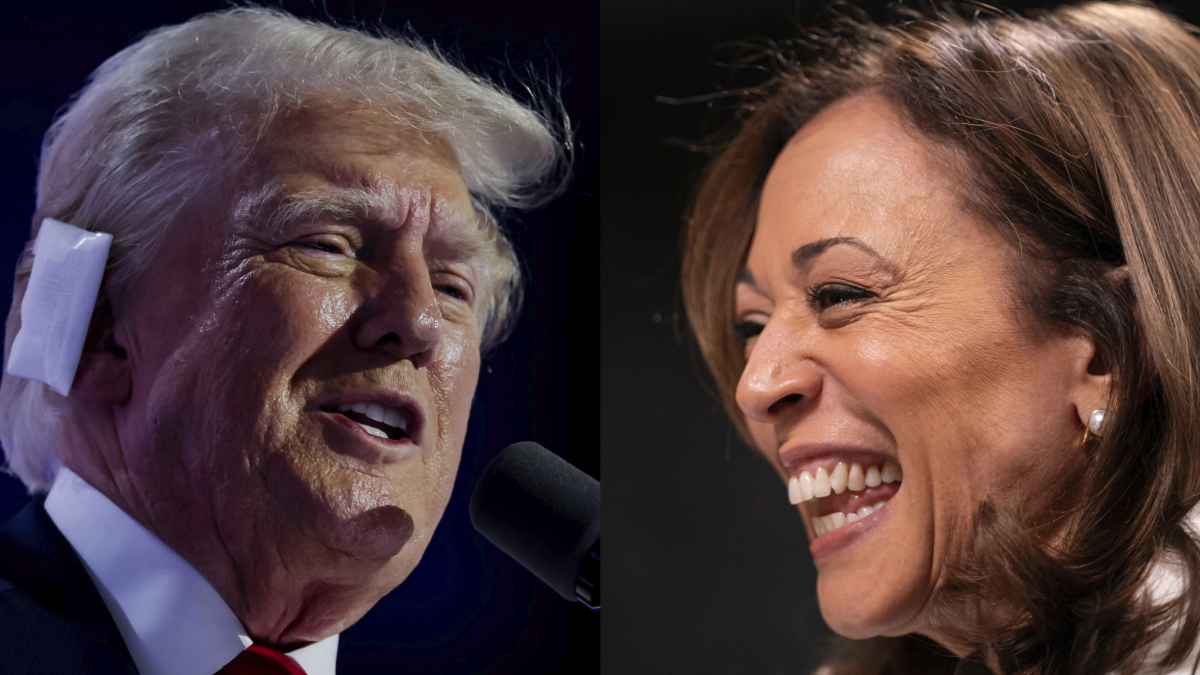 Combo de dos fotografías que muestra al expresidente de los Estados Unidos, Donald Trump, y a la vicepresidenta de los Estados Unidos, Kamala Harris.
