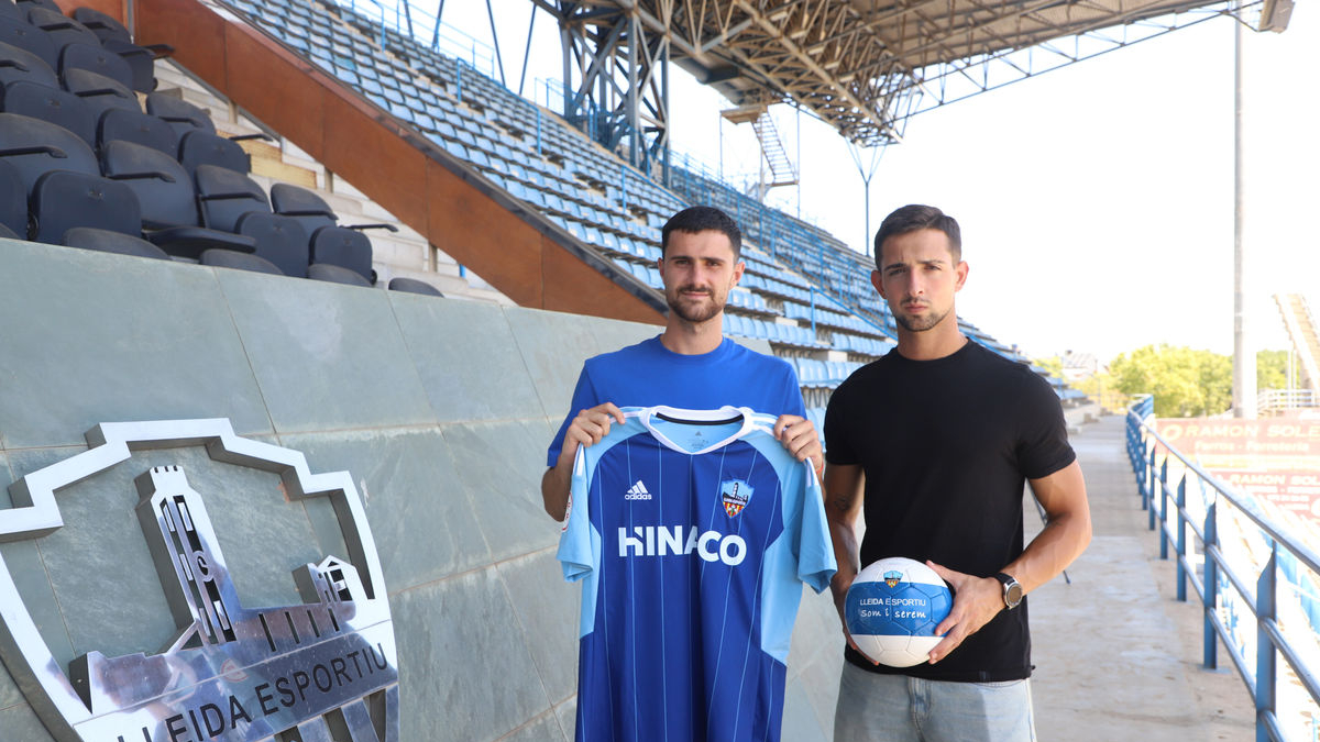 Guillem Naranjo i Dani Parra, a la llotja del Camp d’Esports. - MAGDALENA ALTISENT