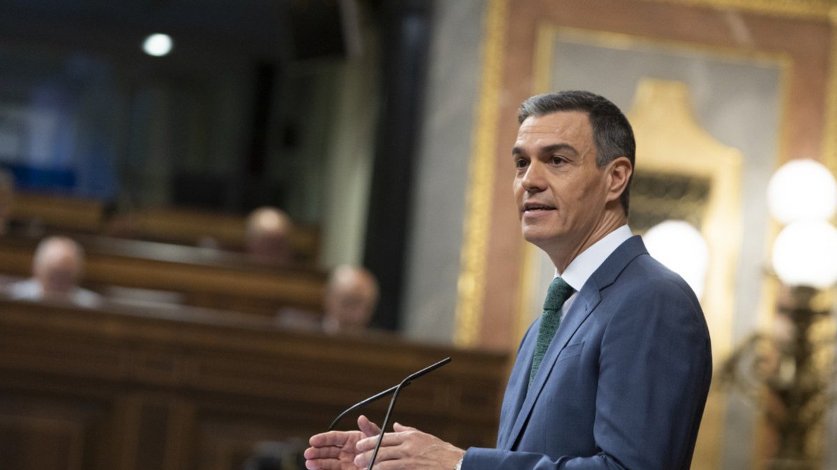 El presidente español, Pedro Sánchez, este miércoles en el Congreso