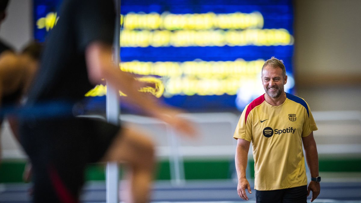 Hansi Flick, durant un dels últims entrenaments als EUA. - EFE/ MARC GRAUPERA/FUTBOL CLUB BARCELONA