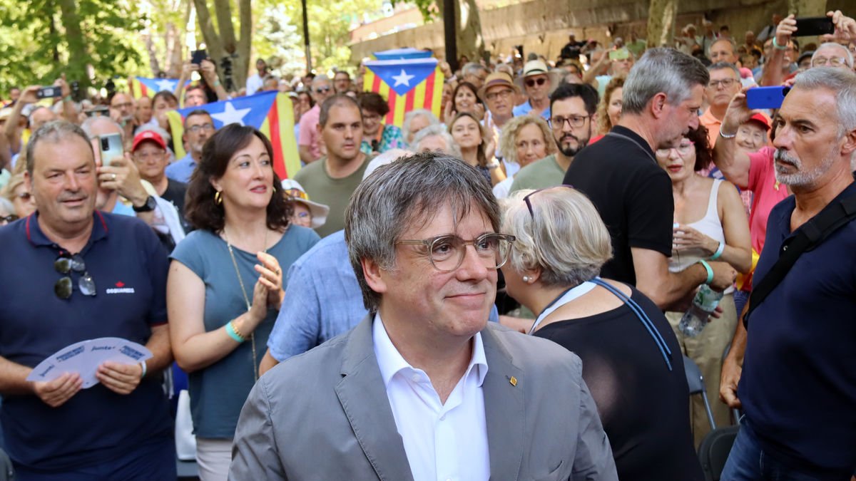 Puigdemont en el acto celebrado el día 27 en Els Banys i Palaldà. - AGENCIAS