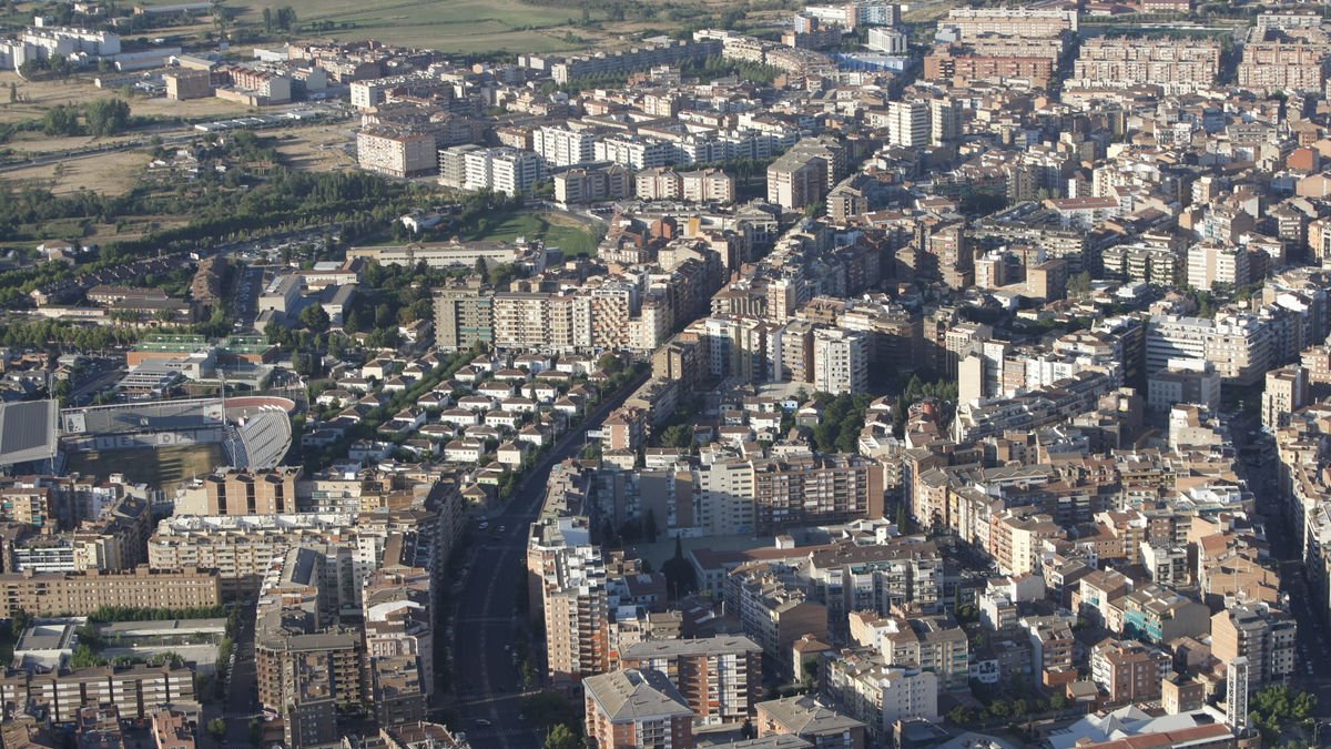 Vista aèria d’una part de la ciutat de Lleida.