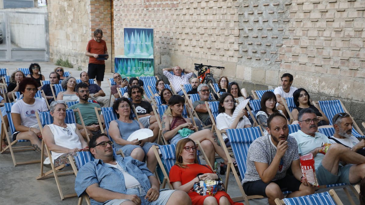 Els assistents van poder veure ‘Ocaña, retrato intermitente’ des de la comoditat d’unes gandules. - AMADO FORROLLA