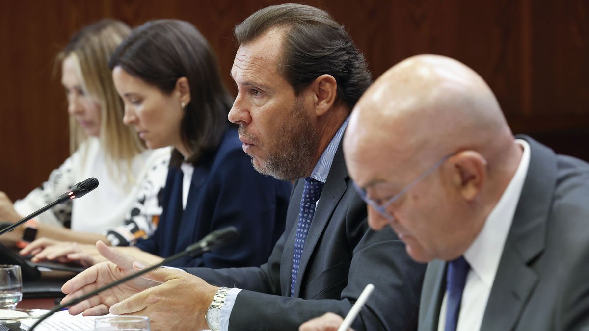 El ministro Óscar Puente durante su comparecencia en el Senado. - EFE/J.P. GANDUL