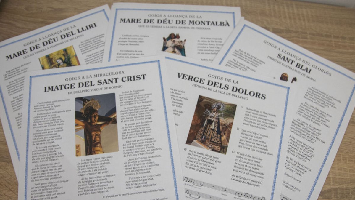 La col·lecció està formada per vint goigs, pregàries, cobles i odes d’aquests pobles. - PARRÒQUIA DE BELLPUIG